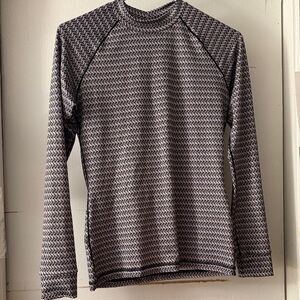 Women's Black and Gray Chain Mail Armor Print Athletic Long Sleeve. Made in USA